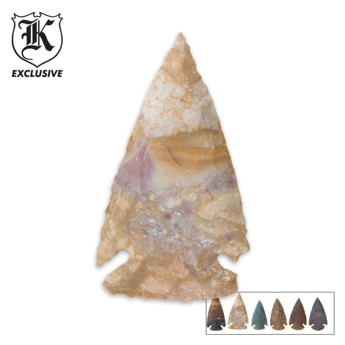 Handcrafted Contemporary 2" Agate / Jasper Stone Arrowheads - 6-pack