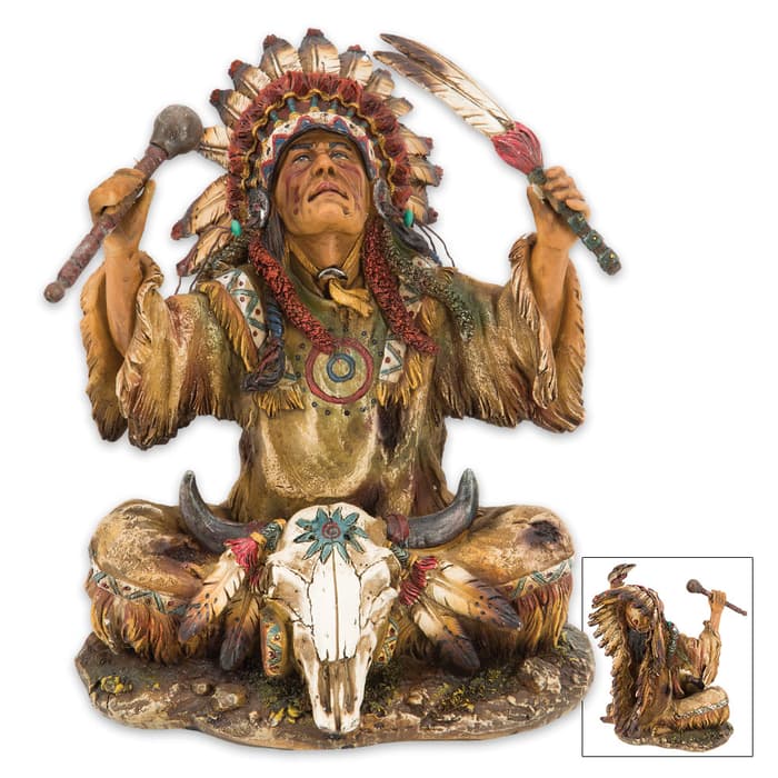 Native American Chief Resin Sculpture