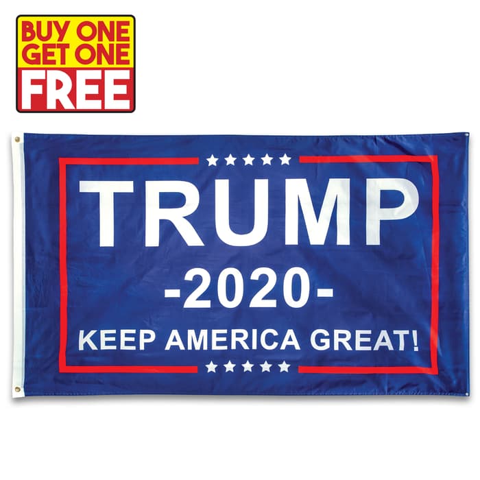 Keep America Great Trump 2020 Flag - 210D Nylon Construction, Reinforced Header, Double-Stitched Edges, Metal Grommets - BOGO