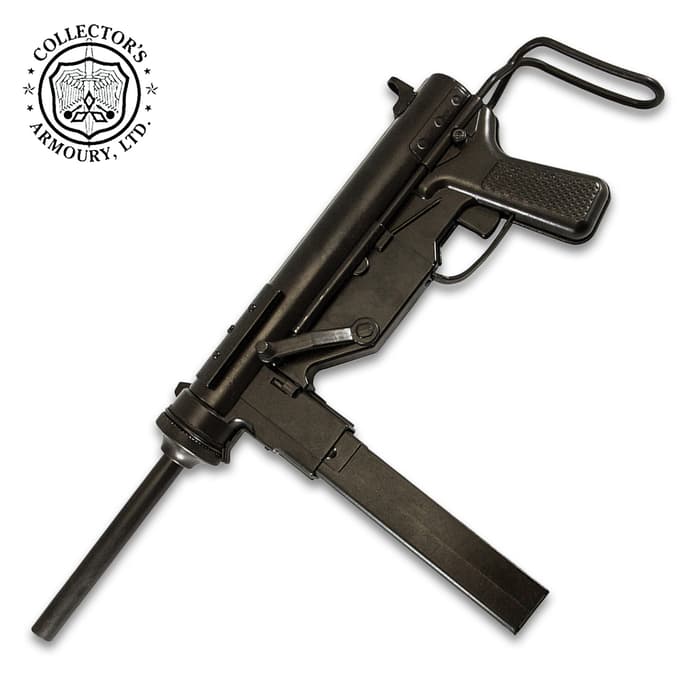 This Grease Gun Replica is an accurate reproduction of the M3 automatic submachine gun and is 23 1/4” when fully extended