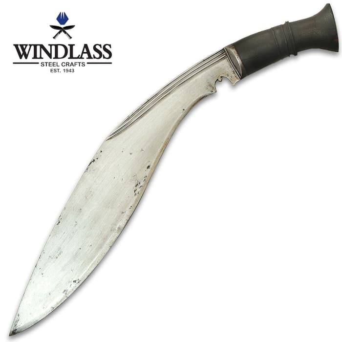 WWI Issue Vintage Kukri Knife - Hand-Forged Steel Blade, Hardwood Handle - Length 17 1/4”