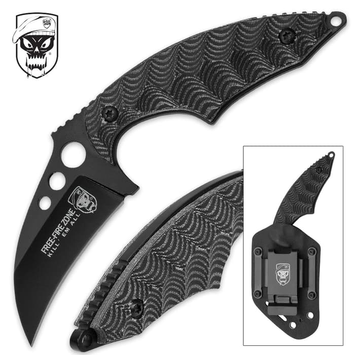 SOA Vengeance Concealable Neck / Fixed Blade Knife with Molded Kydex Sheath - G10 Handle