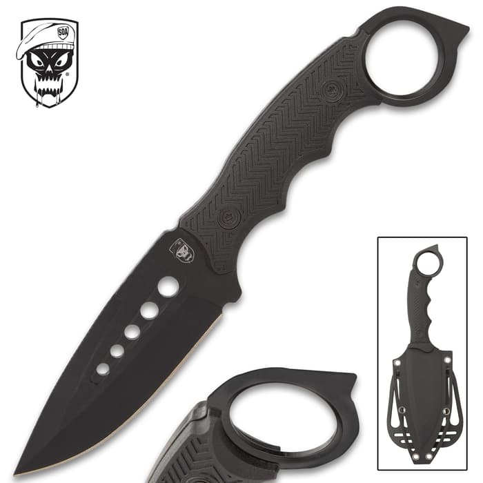 SOA Night Ranger Fixed Blade Knife With Sheath - 3Cr13 Stainless Steel Blade, Non-Reflective Finish, Nylon Fiber Handle - Length 8 1/2”
