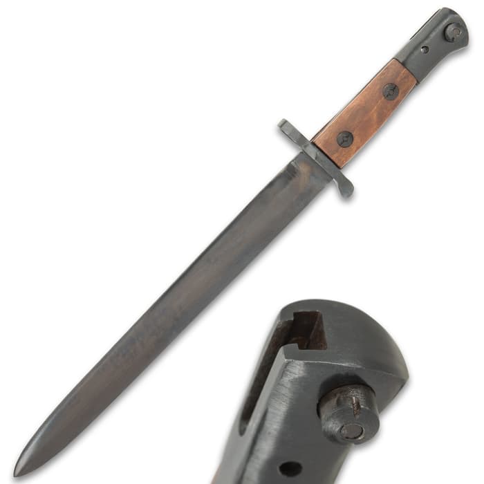 British .303 Enfield P1903 1ST Model SMLE Bayonet - Quality Reproduction, High Carbon Iron Blade, Wooden Handle - Length 16 1/2”