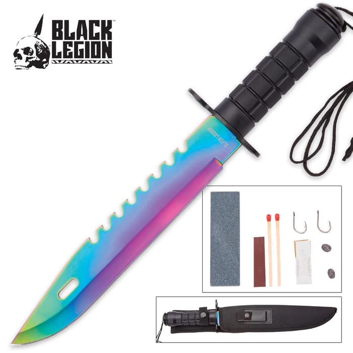 Rainbow Bayonet Survival Fixed Blade Knife