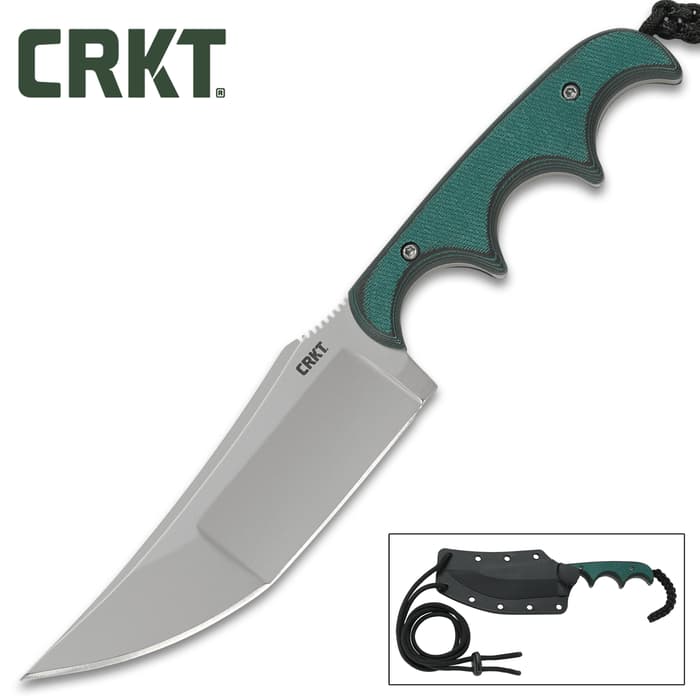 CRKT Minimalist Katana Knife And Sheath - 8Cr13MoV Steel Blade, Resin Infused Fiber Handle - Length 6 3/5”
