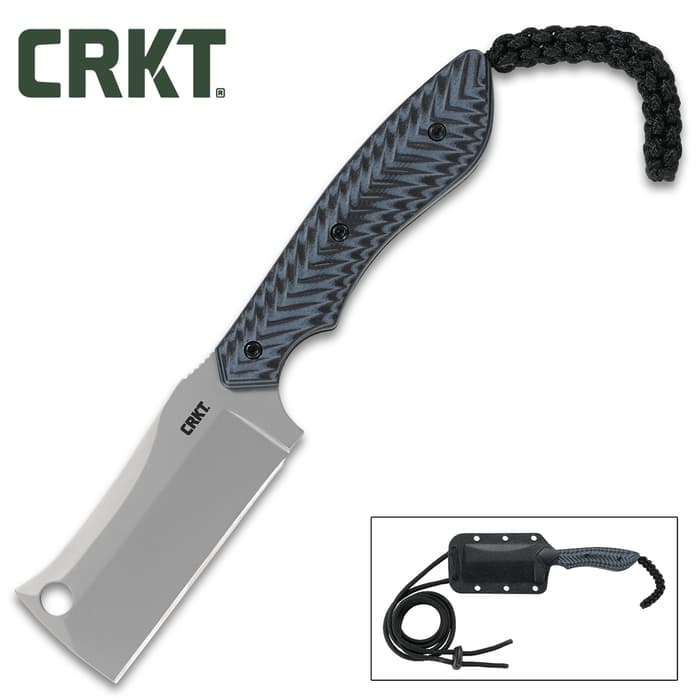 CRKT S.P.E.C. (Small Pocket Everyday Cleaver) And Sheath - 8Cr13MoV Blade, G10 Handle, Paracord Lanyard - Length 5 3/5”