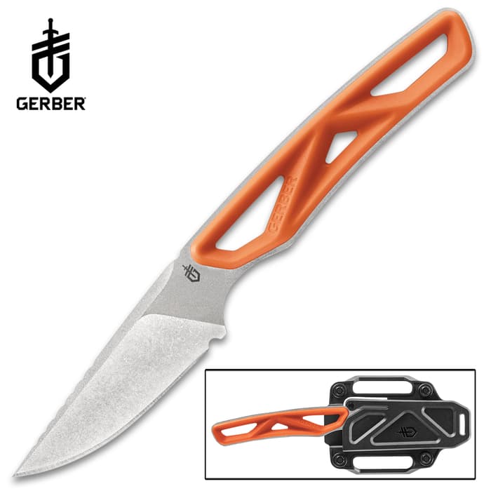 With a skeletonized full-tang design, the Gerber Exo-Mod Drop Point Fixed Blade Knife boasts a lightweight structure while maintaining durability