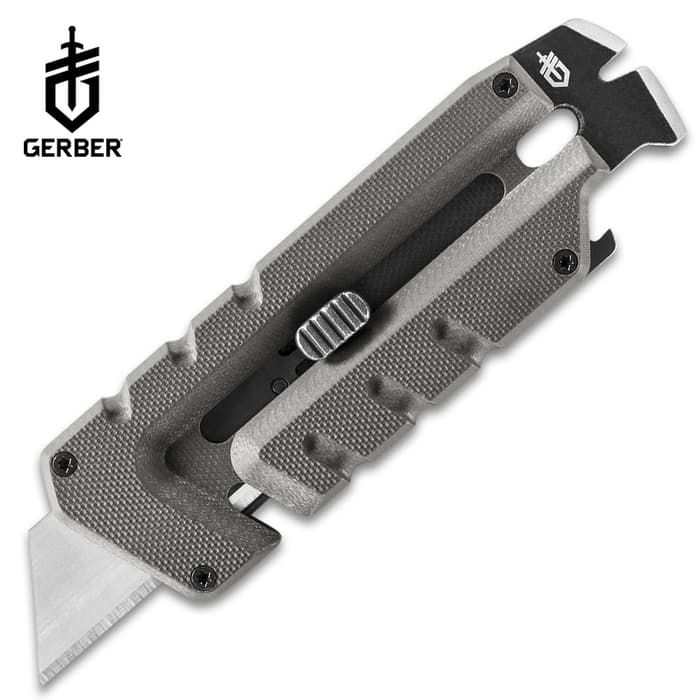 Gerber Grey Prybrid Utility Knife - Replaceable Stainless Steel Utility Blade, G10 Handle - Length 4 1/4”, Width 1 1/4”