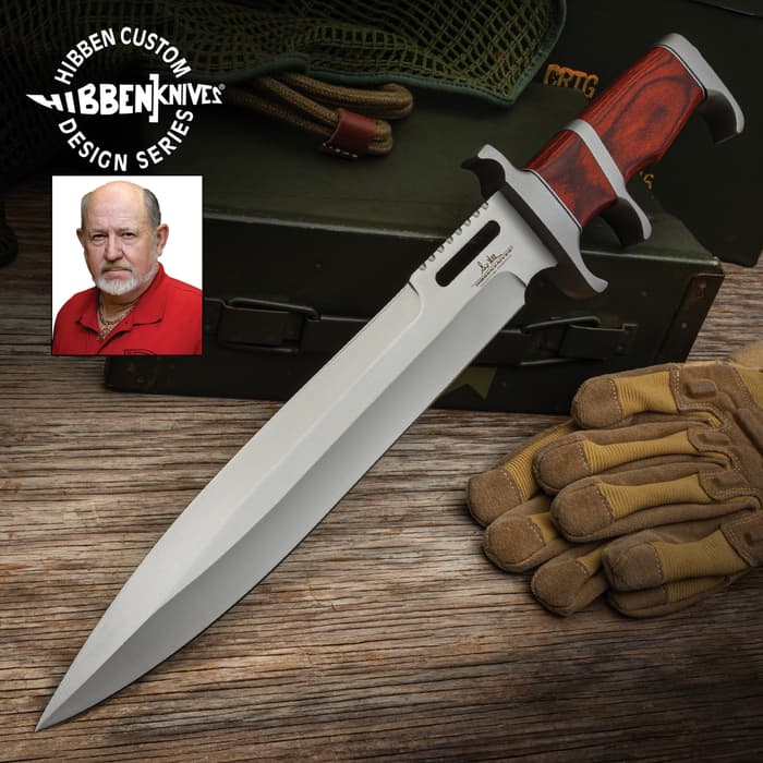 Gil Hibben Bloodwood Sub Hilt Toothpick And Sheath – 5Cr15 Stainless Steel Blade, Wooden Handle – Length 16”