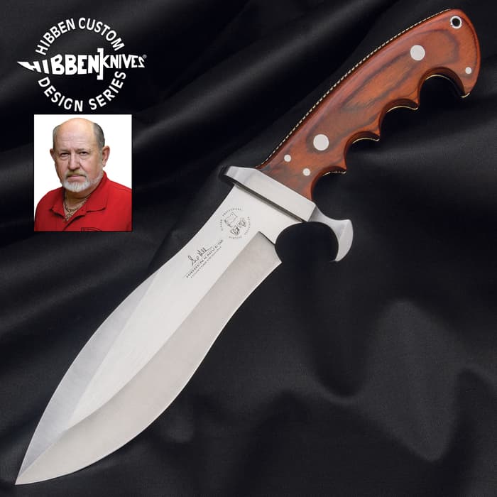 Gil Hibben Bloodwood Alaskan Survival Knife With Sheath - Stainless Steel Blade, Full-Tang, Wooden Handle - Length 12 1/4”