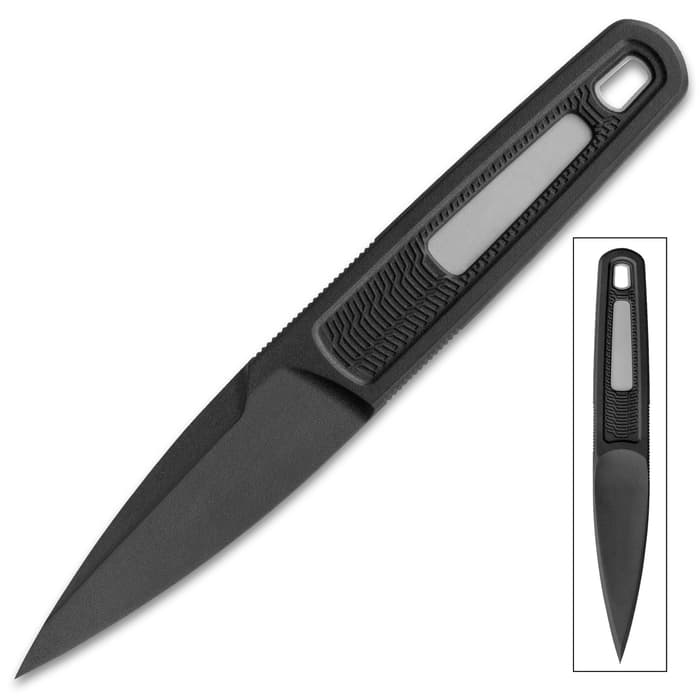 Kershaw Electron Fixed Blade Knife - PA-66 Nylon And Glass-Fiber Construction, Spear Point, Lanyard Hole - Length 5 1/10”