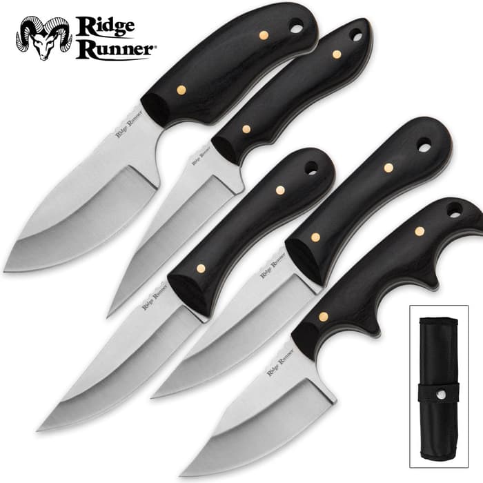 Ridge Runner 5-Piece Black Wooden Knives Set