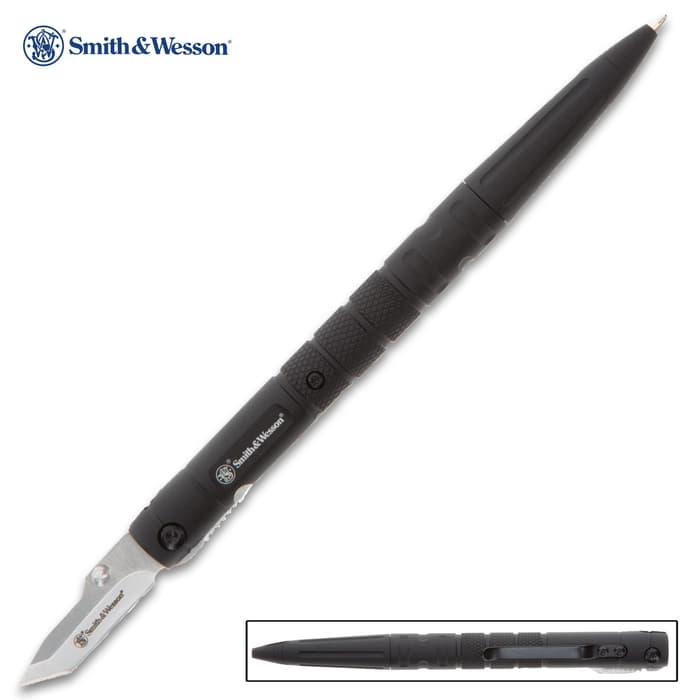 Smith & Wesson Folding Pen Knife - Stainless Steel Blade, Aluminum Housing, Liner Lock, Thumb Stud, Pocket Clip - Length 7 1/2”