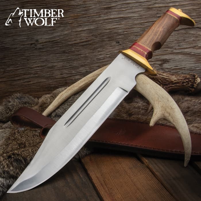 Ready to conquer the Outback, the Timber Wolf Canberra Bowie is a massive knife with lots of hacking and chopping leverage
