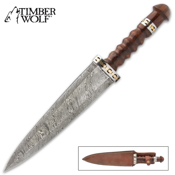 The Timber Wolf Maghreb Damascus Dagger is a finely crafted, yet completely functional piece that’s perfect for display