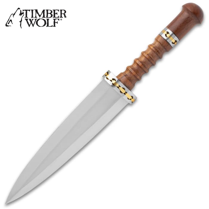 A view of the full length of the Timber Wolf Crusader Dagger