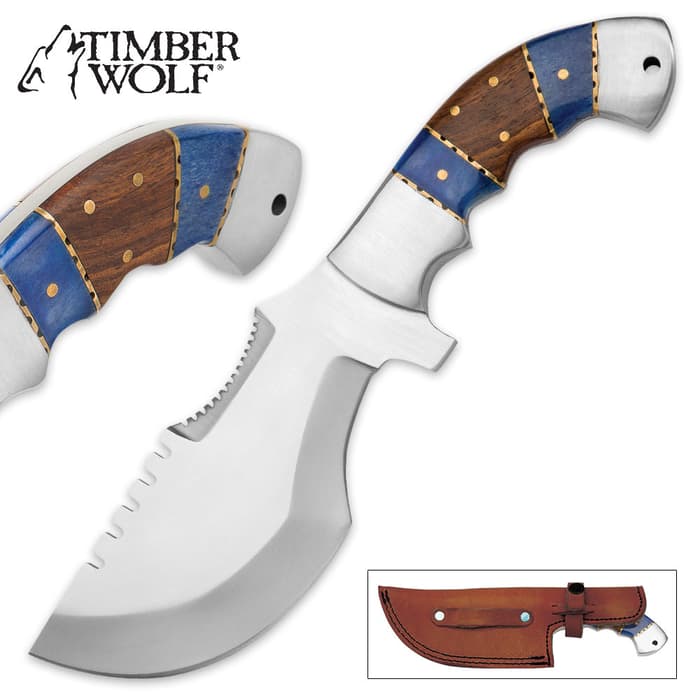 Timber Wolf Washakie Tracker / Fixed Blade Knife with Leather Sheath