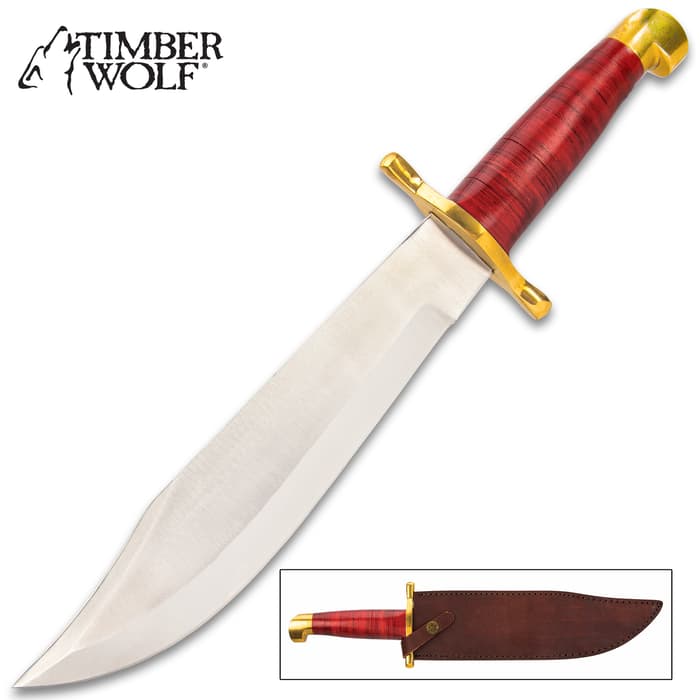 Timber Wolf Savage Rose Bowie Knife with Sheath
