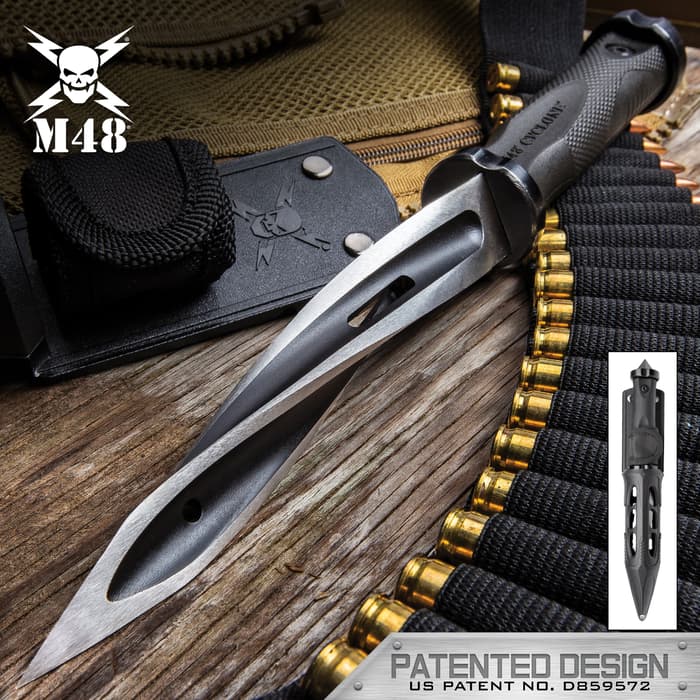 United Cutlery Cyclone Boot Knife With Custom Vortec Sheath - Cast Stainless Steel Blade, Piercing Point, Reinforced Nylon Handle - Length 10 1/2”