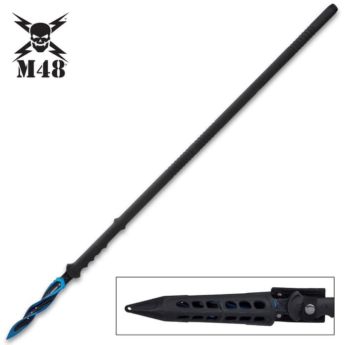 M48 Tsunami Force Cyclone Spear With Vortec Sheath - Cast Stainless Steel Blade, Reinforced Nylon Handle - Length 48 7/8”
