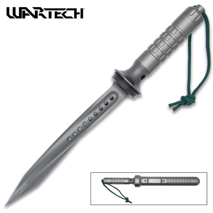 The Wartech Gunmetal Helix Tri-Edge Dagger has a metal handle that has been CNC-machined for a secure grip
