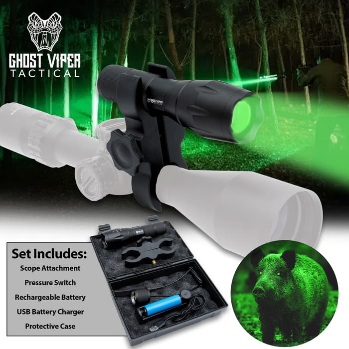 The GVT Green Flashlight shown mounted
