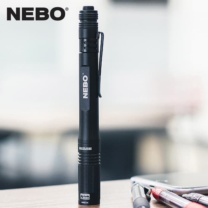 Nebo Inspector RC Black Pocket Light - 360 Lumens, Three Lighting Modes, Anodized Aluminum, Water-Resistant, Belt Clip