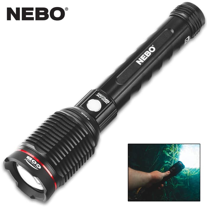 Nebo Redline 6K Lumen Rechargeable Flashlight - COB Light, Four Modes, Aircraft Grade Aluminum Body, Waterproof - Length 10 1/2”