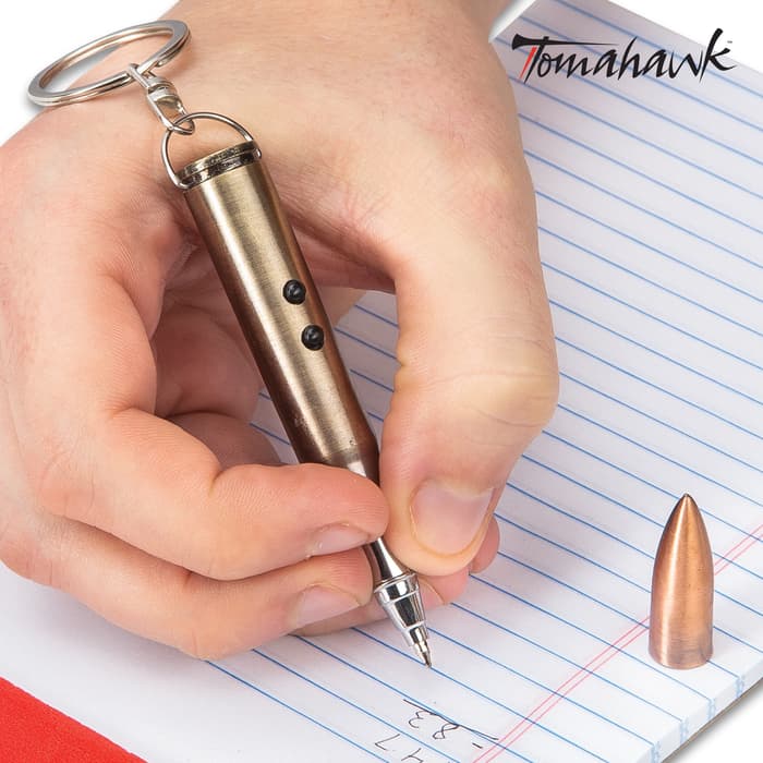 Tomahawk Rifle Round LED Light/Pen/Laser Pointer - Realistic Looking Bullet, Aluminum Construction, Key Chain - Length 3 1/4”