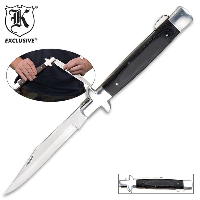 Timber Rattler Monster Stiletto Knife - Stainless Steel Blade, Pakkawood Handle, Stainless Steel Bolsters - Length 18"