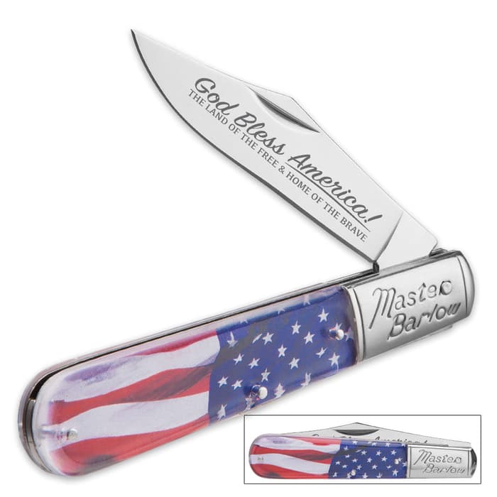 USA Flowing Flag Master Barlow Pocket Knife