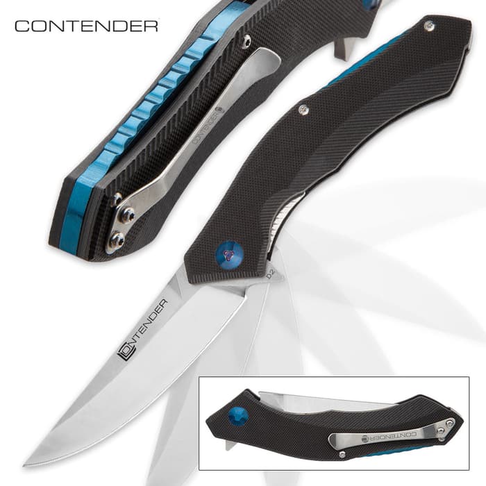 Contender Axion Advanced Ball Bearing Pocket Knife with D2 Blade - Black G10 Handle