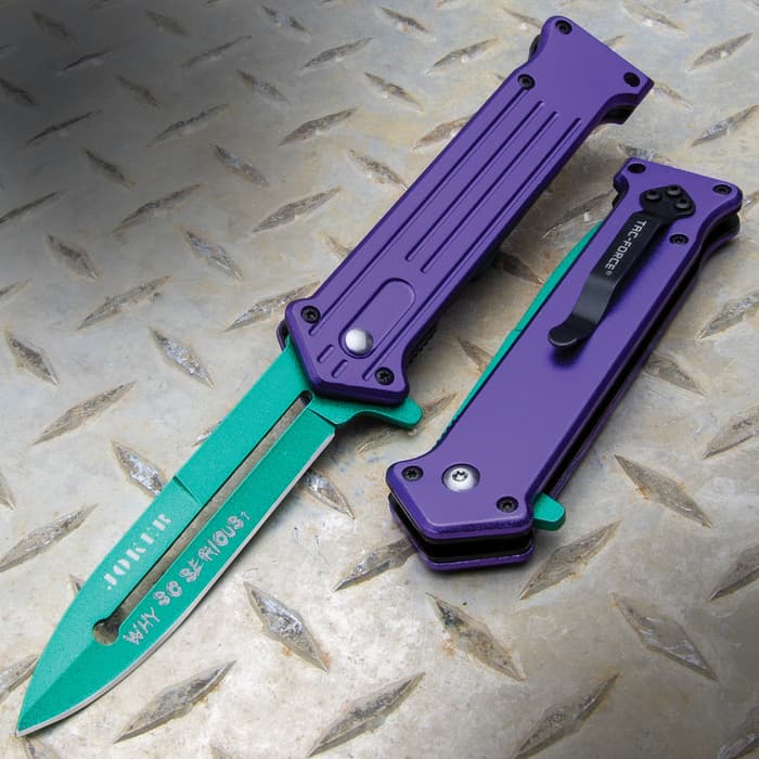 Joker Assisted Opening Stiletto Pocket Knife - Batman Switch