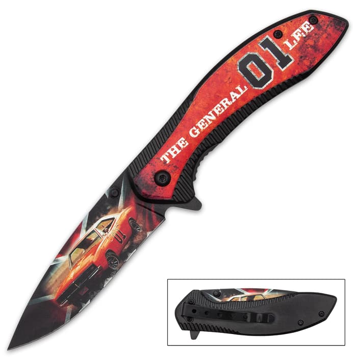 If you’re a fan on the iconic television series, then you need this striking assisted opening General Lee pocket knife