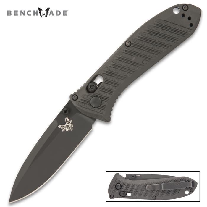 Benchmade Black Mini Presidio II Ultra Pocket Knife - CPM-S30V Steel Blade, CF-Elite Handle, Pocket Clip - Length 7 2/5”