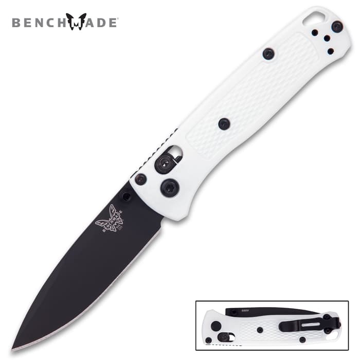 It has a black, razor-sharp 2 4/5” CPM-S30V steel drop-point blade with a 58-60 HRC