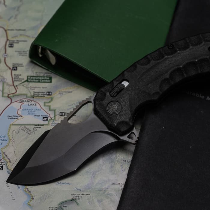 SOG Blackout Kiku XR Pocket Knife - CTS-XHP Premium Steel Blade, Linen Micarta Handle, XR Lock, One-Handed Opening