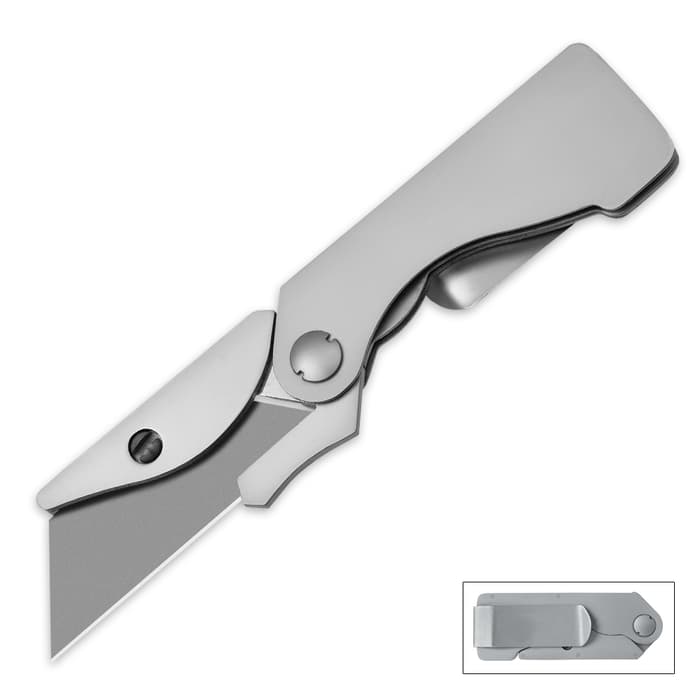Gerber EAB Pocket Utility Knife is made of stainless steel that uses contractor or standard size utility blades.