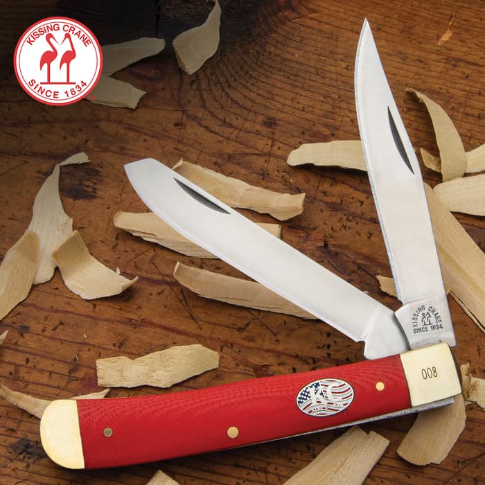 The Kissing Crane Red American Series Trapper is an All-American pocket knife that will be your go-to everyday carry