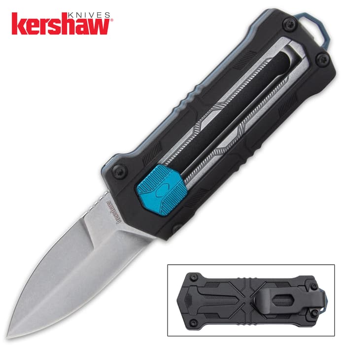 Kershaw Kapsule OTF Knife - 8Cr13MoV Steel Blade, Glass-Filled Nylon Handle, Sliding Mechanism Opening - Length 5”