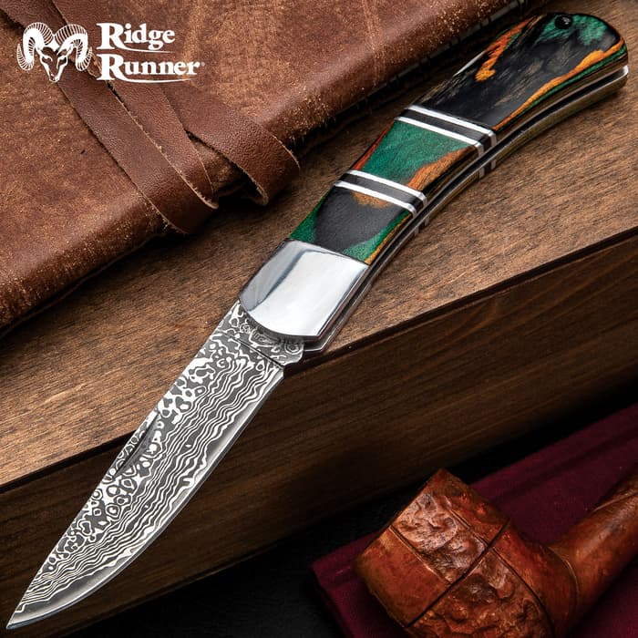 Ridge Runner Peacock Wood Lockback Pocket Knife