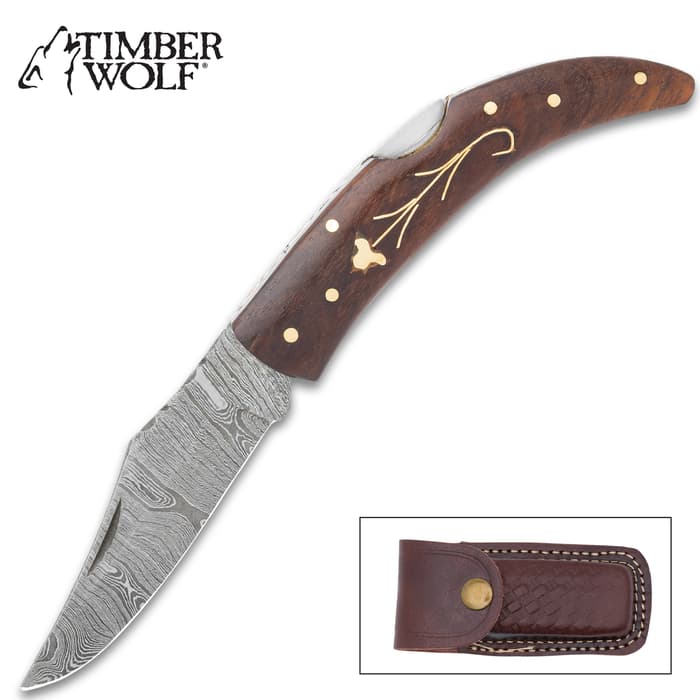 The Timber Wolf Heidi Pocket Knife can be stored in a leather belt sheath