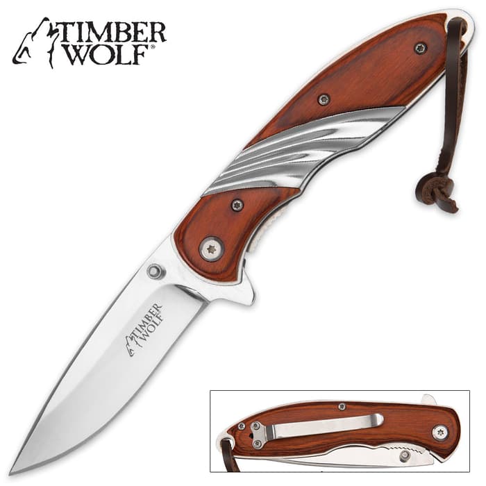 Timber Wolf Brown Pakkawood Pocket Knife