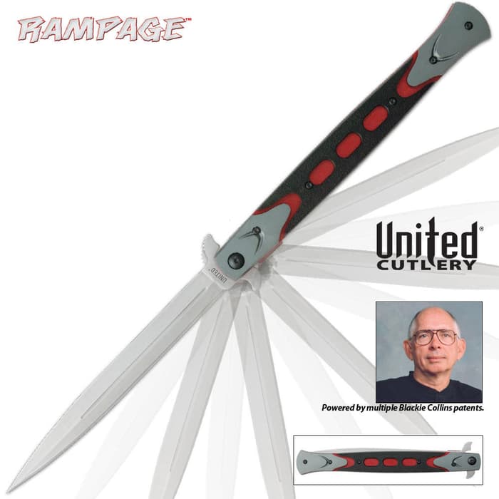 United Cutlery Rampage Assisted Opening Red And Black Stiletto