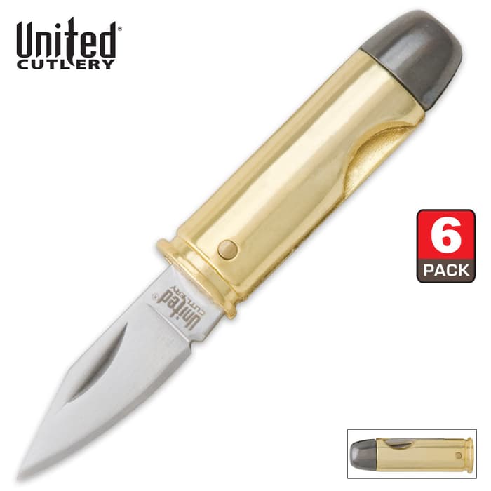 United Cutlery .44 Magnum Bullet Pocket Knife - 6-Pack