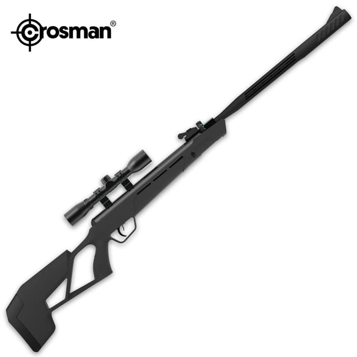 Crosman Mag-Fire Mission Multi-Shot Air Rifle - .22 Caliber, 975 FPS, Rifled Steel Barrel, All-Weather Synthetic Stock, 12-Shot