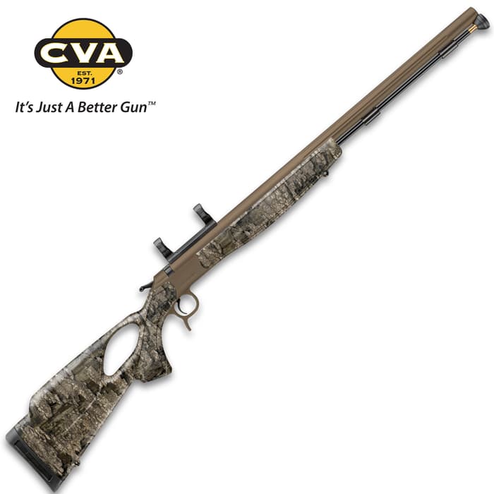 CVA Optima Muzzleloading Rifle - Nitride-Treated Stainless Steel Barrel, Timber Camo Thumbhole Stock, .50 Caliber