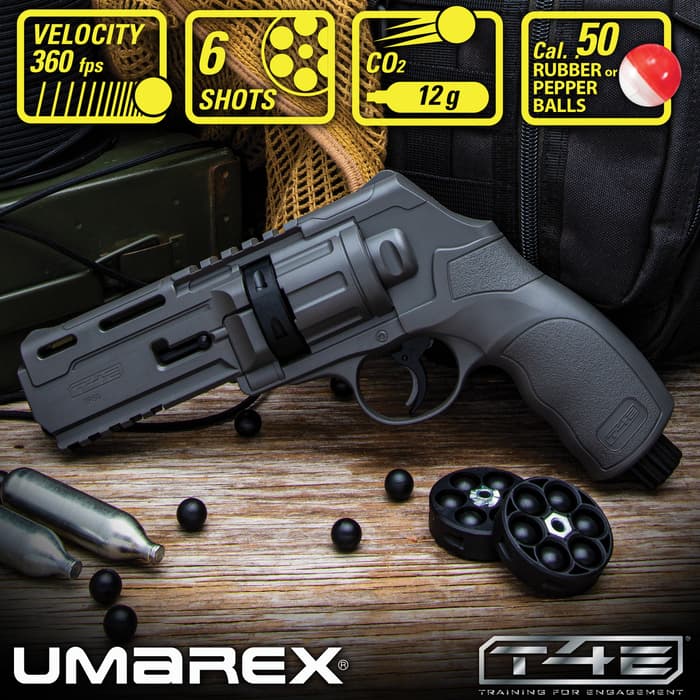 The Umarex T4E .50 caliber Paintball Revolver makes an amazing sidearm for paintball gunslingers or any paintball “Dirty Harry”