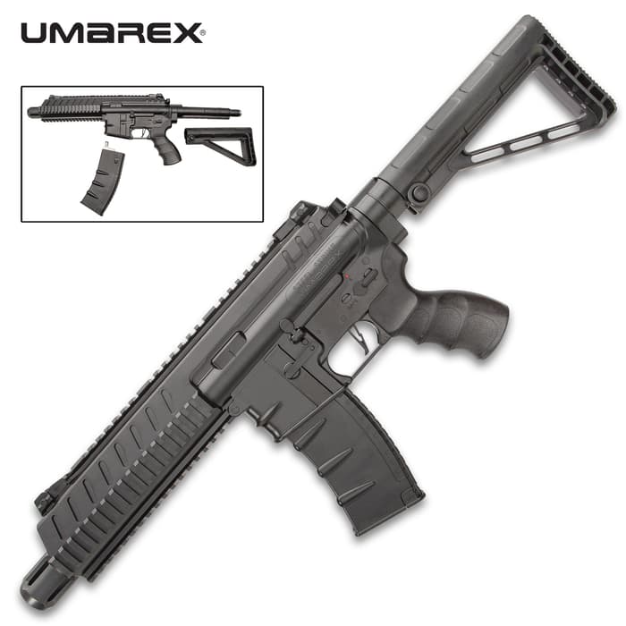 Umarex Steel Strike BB Rifle - .177 Caliber, 400 FPS, Six-Round Burst Mode, Flip-Up Sights, Multi-Position Stock, Drop-Free Magazine
